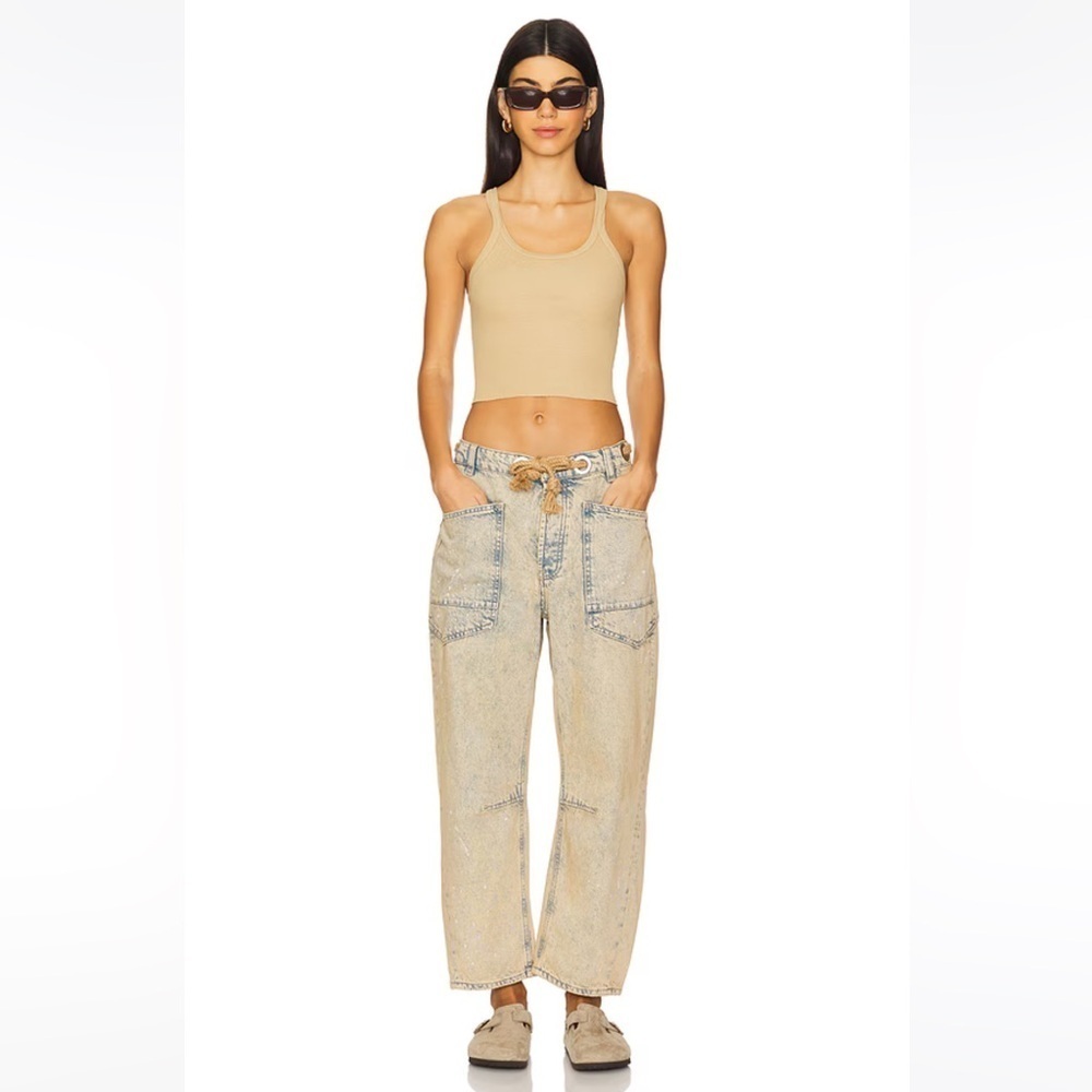 SALE Free People Moxie Low Slung Pull On Barrel Wide Leg Jeans Size 30 NWT